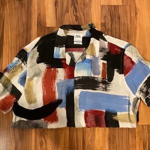 Zara Men’s Casual Relaxed Fit Button Down Top